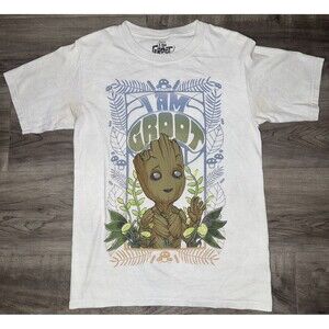 I Am Groot T Shirt Marvel Studios Size Small White Mushroom Nature Baby Groot